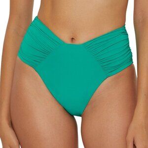 Becca Ruched High-Waist Bikini Bottoms